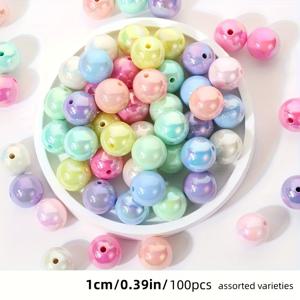 TEMU 500/200/100개 6/8/10mm 파스텔 컬러 아크릴 라운드 비즈 - DIY 액세서리 제작용, 팔찌 & 목걸이 비즈, 선물 세트, 스페이서 비즈