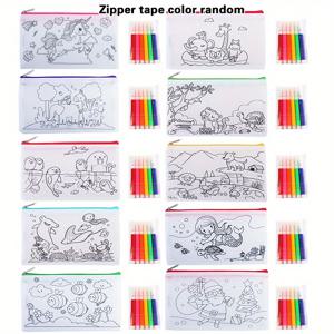 TEMU 20pcs 세트, 컬러풀한 마커가 있는 재사용 가능한 DIY 가방, 카니발 동물 아트 파티 선물 가방, 비직 가방, 할로윈 부활절 크리스마스 및 새해 선물 포장 및 보관 용품, 파티 선물 용품, 선물 포장 보관