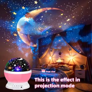 TEMU 2-in-1 별하늘 달 투영 무드등 | 홈 데코 네슬라이트 | USB 전원, 컬러 체인지 & 밝기 조절 기능의 책상용 침대 옆 램프 - 크리스마스, 발렌타인데이, 이스터, 할로윈을 위한 완벽한 선물