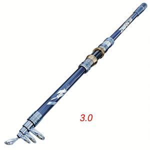 TEMU 2.1m-3.6m 헤비 듀티 텔레스코픽 낚시대, 금속 그립 플러그, 부드러운 가이드 링 및 조절 가능한 금속 시트 - 보트, 바다 및 가재 낚시용 내구성 있는 탄소 섬유, 보트 낚시 장비, 세련된 디자인, 금속 액센트
