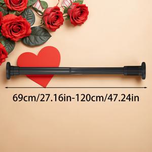 TEMU 1pc 조절 가능한 드릴 없음 텔레스코픽 로드 - 쉬운 조립, 재사용 가능한 옷장 및 캐비닛 지원 바, 옷걸이, 보관, 샤워 커튼, 내구성 있는 금속 구조, 가정 및 욕실용 다용도 사용, 샤워 커튼 로드|샤워커튼