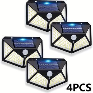 TEMU 100개 LED 태양광 야외 보안등 - 자동 켜기/끄기 기능, 고강도 방수(IPX4), 광각 커버리지, 에너지 효율 LED 전구 & 리튬 배터리 - 차도, 차고, 파티오, 정원, 산책로용 - 쉬운 설치 포함, 세련된 디자인, 날씨에 강한 구조, 모션 센서 조명, 건물 관리자용, 현대적 디자인, 내구성 ABS 소재, 상업 공간용