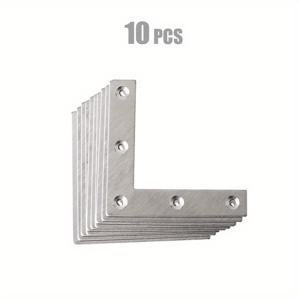 TEMU 10개 스테인리스 스틸 T/L 브라켓 3.1x3.1 인치 (80x80mm) 직각 코너 브레이스 - 사전 천공 구멍 포함, 목재 가구, 캐비닛, 책상용 헤비듀티 메딩 플레이트 - 내구성 있는 수리 브라켓, 현대적인 금속 느낌, 안전한 장착 디자인
