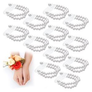 TEMU 6/12pcs 탄성 손목밴드 코르세지 - DIY 스트레치 플라스틱 비즈 웨딩 액세서리 - 손수작업 코르세지에 완벽한 웨딩 파티 브라이드 브라이드메이드