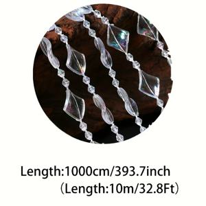 TEMU 비즈가 있는 우아한 10m 아크릴 가랜드 - 결혼식, 파티 장식 및 크리스마스 트리 장식용, AB 컬러/클리어