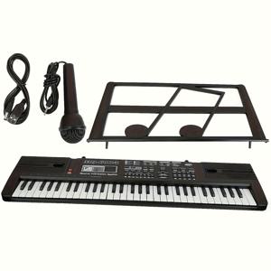 TEMU 61키 전자 키보드 피아노, 마이크로폰 및 음악 스탠드 - 스마트 조화 및 리듬 동반, USB 전원, 휴대용 디자인, 홈 스튜디오, 음악 수업, 성인 및 청소년용 (배터리 필요 없음), 음악 키보드, 창의적인 음악 제작, 현대 음악 액세서리, 내구성 있는 플라스틱 바디