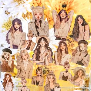 TEMU 6팩 360pcs 소녀 주제 PET 스티커, 일기 및 스케치북용 접착 스티커, 플래너 및 DIY 프로젝트용 크래프트 용품, 소녀 스티커 스타일, 장면 노트북 콜라주에 적합합니다.