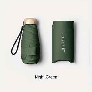 TEMU UPF 50+ 자외선 차단 컴팩트 여행용 우산 - 골프 및 야외 스포츠용 6-리브 경량 수동 개폐식 접이식 우산, 방풍 & UV 보호 기능, 5겹 디자인, 블랙 (다양한 색상 선택 가능), 접이식 디자인, 탄성 스트랩 클로저