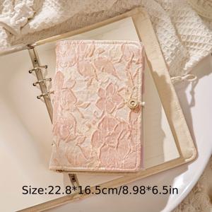 TEMU 1pc A5 & A6 핸드메이드 플로럴 패브릭 커버 노트북 - 3링 바인더, 분리 가능한 페이지, 스테인레스 스틸 루즈 리프 저널, 쓰기 및 스케치용 노트북, 학생, 학교, 사무실, 선물용으로 적합합니다.