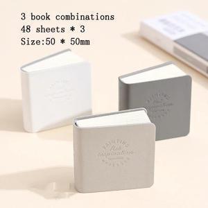 TEMU 3개 미니 스퀘어 수채화 스케치북, 2x2인치, 두꺼운 종이, 인조 가죽 커버 - 그림 및 회화용 미술 용품