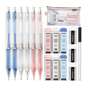 TEMU 4Candies 기계 펜 셋트 케이스 포함, 6pcs 미학 기계 펜 0.5 & 0.7mm 360pcs HB 리드 리필, 3pcs 지우개, 9pcs 지우개 리필, 글쓰기, 그림 그리기 및 스케치, 학교로 돌아가는 가장 좋은 선물|필통