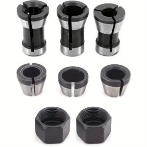 TEMU 8pcs 컬렛 변환 헤드 세트 [3 짧은 컬렛 + 3 긴 컬렛 + 2 너트], 목공 조각 및 엣지 커팅 기계용 고정자 어댑터입니다.