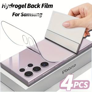 TEMU 삼성 갤럭시 S25 S24 S23 S22 S21 S20 울트라 플러스 FE 플러스 노트 20 10 울트라 플러스용 4개 백 커버 워터 젤 필름, 뒷면 보호, 수분 및 기름방지, 방수, 방지, 방지, 초박형