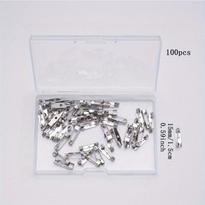 TEMU 뒷면 구멍이 있는 100개 스틸 브로치 핀 - DIY 공예, 바느질, 보석 만들기 및 이름표용 5가지 사이즈(15-45mm) - 내구성 있는 금속 배지 클라스프, 스틸 색상