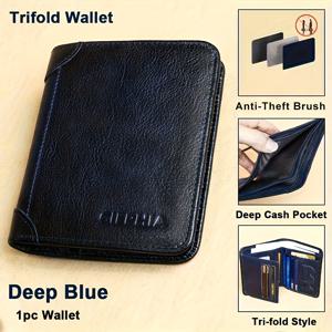 TEMU 1pc CIEPHIA 빈티지 남성용 RFID 차단 가죽 지갑 - 초박형 다기능 ID 및 신용카드 홀더, 인쇄 로고, 이상적인 데이 선물, 갈색, RFID 차단 지갑 | 빈티지 스타일 | 가죽 지갑, 가죽 지갑