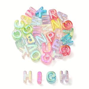 TEMU 약 100개 코팅된 무지개색 아크릴 비즈와 랜덤 알파벳 혼합 비즈, DIY 팔찌·목걸이·귀걸이 제작용