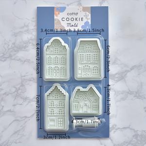 TEMU 크리스마스 선물용 빈티지 만화 인절미 집 쿠키 모양, 홈 베이킹에 적합한 노르딕 러스트 스타일, 할로윈 DIY 쿠키 만드는 데도 적합합니다.