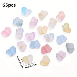 TEMU DIY 주얼리 만들기용 65개입 골드 젤리 컬러 아크릴 나비 참 비즈 세트, 귀걸이·팔찌·목걸이에 적합 - 우아한 수제 공예 액세서리 DIY 비즈