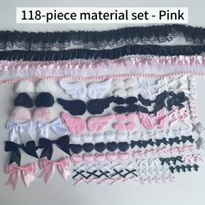 TEMU 118pcs 수제 리본 레이스 액세서리 재료 세트, 대용량 조합 스타 귀 날개 사랑 리본 펄 장식 엣지 공예 카드 홀더 스탠드 등