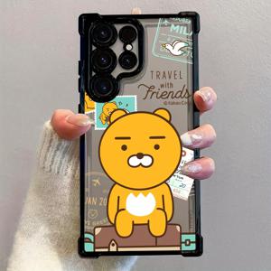 TEMU 갤럭시 S25 S24 S23 S22 FE 울트라 플러스 4G 5G용 창의적인 귀여운 카툰 베어 KAKAO 폰 케이스, 충격 방지 투명 소프트 백 커버