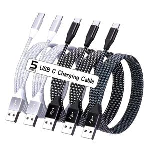 TEMU 5개 팩 USB C 케이블 3.3/6.6/10ft, USB A to USB C 케이블 고속 충전, USBC 충전기 코드 for iphone 16e 16 15 Pro Max Plus와 호환, for Samsung for galaxy S21 Note 10용|C타입충전기