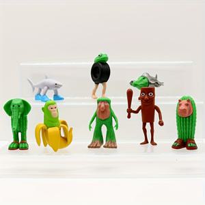 TEMU 8pcs 1 세트 이탈리아 뇌회전 플라스틱 장난감 인형 통통 통통 사후 트랄라 레로 트랄라 장식 조각품, 데스크탑 장식품, 할로윈 크리스마스, 생일 선물 인형 세트, 8pcs