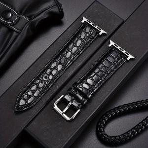 TEMU 애플 워치 울트라 6 SE 5 4 3 2 1 워치 밴드용 악어 무늬 디자인 가죽 워치 밴드 49/45/44/42mm 41/40/38mm