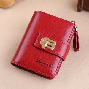 TEMU [1pc 럭셔리 여성용 바이폴드 지갑] 1pc GERUOLA 여성용 바이폴드 지갑, 캐주얼 스타일, 듀얼 레이어 가죽, 폴리에스테르 안감, 안전한 스냅 클로저, 지퍼 동전 포켓, 카드 거치대, 엣지, 손목 스트랩 포함, 할로윈, 소녀, 기념일, 어머니의 날 선물에 이상적
