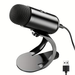 TEMU ZEALSOUND 전문 USB 마이크 키트 - 플러그 앤 플레이, 녹화, 게임, e스포츠 및 노래를 위한 고품질 사운드 - 내구성이 뛰어난 ABS, 안정적인 베이스 및 유선 케이블이 있는 소형 디자인 - 포드캐스트 및 카라오케에 적합, 카라오케 장비 | 소형 디자인 | 내구성이 뛰어난 구조
