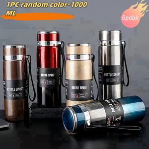 TEMU 800ml/1000ml (27oz/33.81oz) 316 스테인리스 진공 보온 물병, 휴대용 스트랩 포함, 24시간 온도 유지, 누수 방지 야외용 보온 보냉 병, 체육관, 하이킹, 캠핑, 여행용