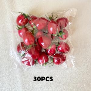 TEMU 30개 인공 소형 토마토 미니 체리 토마토 레드 과일 시뮬레이션 과일 및 야채 사진 촬영 소품 가정용 디스플레이 가족 모임, 축제 및 파티 장식에 적합