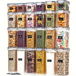 TEMU 24pcs 저장 용기, 뚜껑이 있는 재사용 가능한 밀폐 식품 저장 용기, BPA 무료 플라스틱 누출 방지 식품 용기, 시리얼, 밀가루 및 설탕, 주방 정리함 및 보관, 주방 액세서리