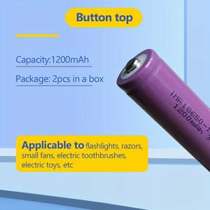 TEMU 보라색 원통형 18650 리튬 이온 배터리, 3.7V/1200Mah/4.44Wh 충전식 리튬 이온 배터리, 뾰족한 리튬 이온 배터리, 플라스틱 상자에 2개의 리튬 이온 배터리, 면도기, 전기 칫솔, 근막 총기, 스피커 및 기타 가정용 제품에 사용할 수 있습니다.