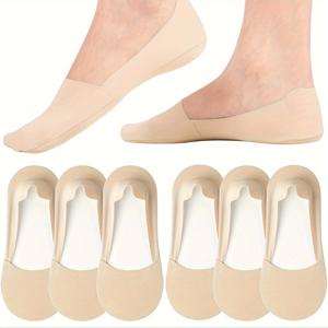 TEMU 6 쌍 양말 여성용 미끄럼 방지 낮은 컷 보이지 않는 라이너 발리 양말 플랫 로퍼용 경량|단화