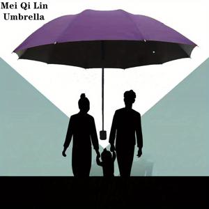 TEMU 초대형 우산, 고품질 10살구 강화 두꺼운 방풍 선쉐이드 원단 접이식 우산, 커플용 듀얼 사용 가능, 개방 직경 120cm/47인치, 비즈니스 전문가 및 학생을 위한 휴대용 여행용 우산, 심플 디자인 다목적 아웃도어 우산