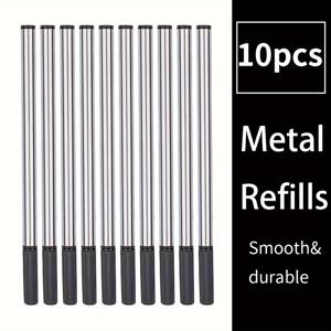 TEMU 10개 롤러볼 펜 리필 부드러운 글씨 독일 젤 잉크, 펜 리필 금속 표준 크기 0.5MM, 검정 파란 펜 리필 사무실, 학교, 크리스마스, 생일, 선물