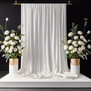 TEMU 1개 우아한 화이트 새틴 웨딩 백드롭 커튼 - 200cm*200cm, 생일 파티, 데이 행사, 브라이덜 샤워, 어버이날 선물, 무대 장식, 베이비 샤워, 기념일, 결혼식 축하, 휴가 장식, 테이블 러너|샤워커튼