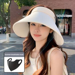 TEMU 휴가용 선호 보호 세트: 넓은 브림 비저 모자 & 얼굴 마스크, 여름 외출, 해변, 결혼식에 적합 - 내구성 있는 나일론, 쉽게 청소, 편안한 핏, 해변 액세서리