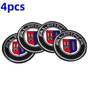 TEMU 4pcs 알피나 알루미늄 휠 센터 캡 - 알피나 로고 및 산악 디자인을 갖춘 56mm 허브 데칼, for BMW G30, E36, E46, F10, F11, F20, F30, G01, G05, G68에 적합 - 블랙 & 화이트, 알루미늄 소재, for BMW 액세서리용 | 산악 테마 장식 | 내구성 있는 허브캡