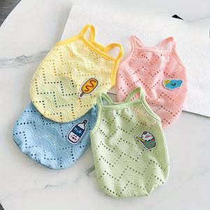 TEMU 4pcs 애완동물 옷 개 고양이 봄/여름 지지대 얇은 가운 개 부드러운 통기성 메쉬 티셔츠 셔츠 애완동물 셔츠