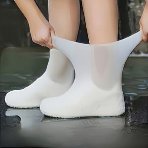 TEMU 2가지 색상 선택 가능, 1개 라텍스 신발 커버, 비 오는 날 미끄럼 방지 및 내마모성 강화, 사이클링 및 걷기용 필수품, 젖은 신발 보호. 남녀 공용
