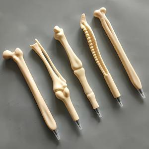TEMU 5pcs 에르고노믹 뼈 모양 볼펜, 중간 포인트, 리트렉터블 플라스틱 디자인, 간호사, 의사, 사무실 사용 및 의료 노트에 이상적 - 완벽한 선물, 의사, 간호사 감사의 선물 | 독특한 의료 도구 | 내구성 있는 쓰기 도구