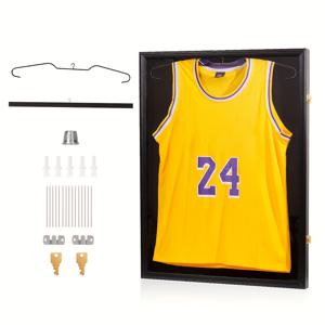 TEMU KTPHOTME 잠금식 나무 재킷 디스플레이 케이스, UV 보호 아크릴 - 60x80cm 블랙 섀도우 박스, 야구, 농구, 축구, 하키 재킷 및 유니폼, 벽걸이 디자인, 스포츠 추억 전시 | 다용도 디스플레이 케이스 | 내구성 섀도우 박스, KTPHOTM