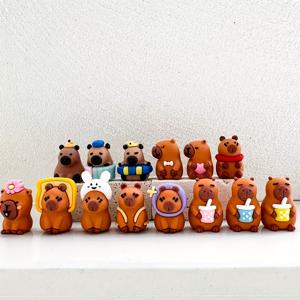 TEMU 20개 실리콘 귀여운 카피바라 시리즈 DIY 연필 장식, 홈 데코, 가방 참, 폰 체인, 자동차 액세서리 공예 재료, 휴일 선물 만들기 소품