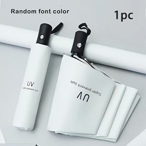TEMU 중국 고급 디자인 자동 UV8 리브 비닐 우산 - 자외선 차단, 방풍, 강화 프레임, 컴팩트 접이식 설계, 햇빛과 비용 모두 사용 가능, 다양한 색상 | 캐주얼 스타일 비닐 원단 야외 우산, 어머니날 선물 세븐 컬러 옵션