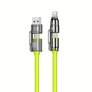 TEMU 240W MAX 4-in-1 초고속 충전 케이블, 2-in-2 충전 코드 USB-A/Type-C/조명 빠른 충전 케이블 for iphone 16/15/14/13/12/11 Pro Max, for Samsung S25/S24/S23, LG, Moto G Oppo Vivo Xiaomi Oneplus Redmi 및 더 많은 장치용|C타입충전기