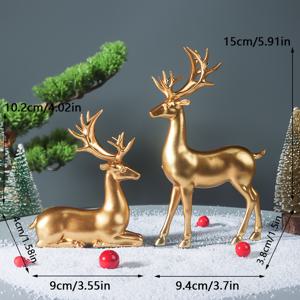 TEMU 2pcs 애니메이션 테마 금빛 순록상, 거실용 플라스틱 장식 인형, 전기 필요 없음, 크리스마스, 추수감사절, 성 패트릭의 날, 데이 장식에 이상적입니다.