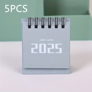 TEMU 2024-2025 미니 데스크 캘린더 세트, 5팩 - 홈, 사무실, 학교용 더블 스파이럴 바인딩 두꺼운 종이 캘린더, 월별 플립 데스크 스케줄 플래너, 8가지 고유 디자인