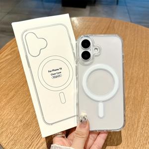 TEMU 아이폰 모델 16/15/14/13/12/11 Pro Max Mini XR X XS Max 8 7 Plus용 투명 자성 폰 케이스 - 내충격 보호 셸