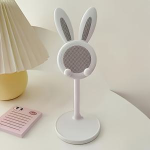 TEMU 1개 다기능 귀여운 토끼 모바일 폰 홀더, 패드가 있는 플라스틱 게으른 데스크탑 홀더, 셀카 및 라이브 스트리밍용 접이식 및 휴대용